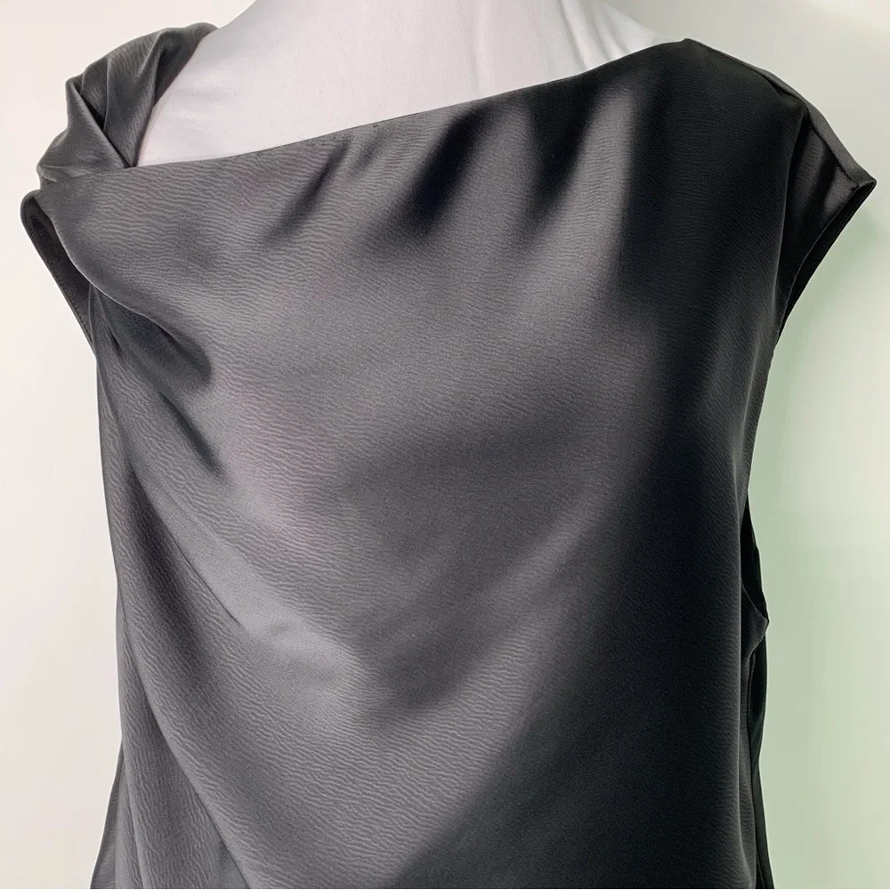 WAYF Women's Cowl Neck Black Sleeveless Asymmetrical Top Size XL - Picture 2 of 14
